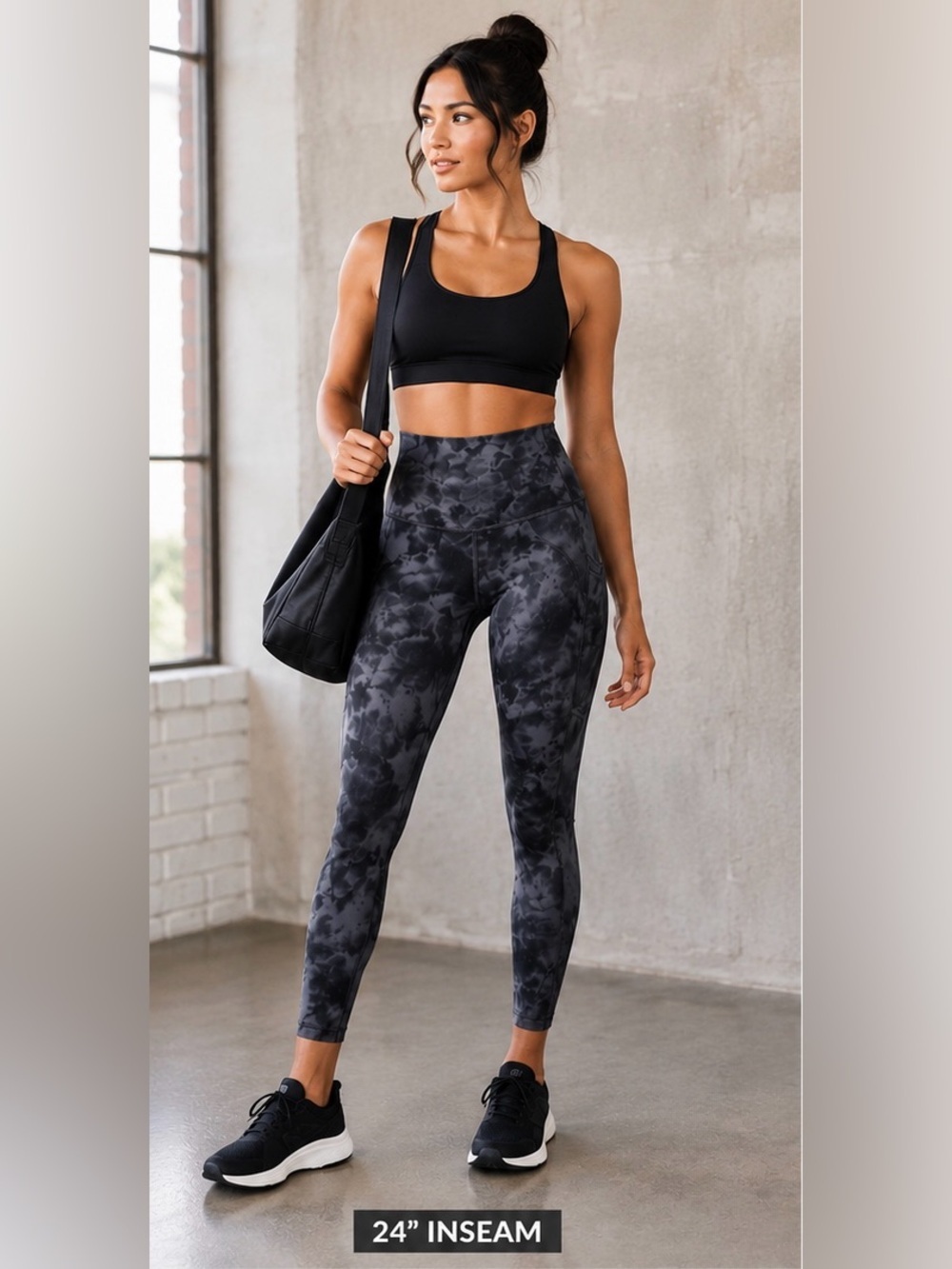 Lululemon Fast and Free Tight II 25” Diamond Dye Black Grey Size 0